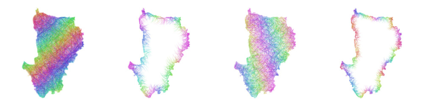 Colorful sketch Dhaka map design set