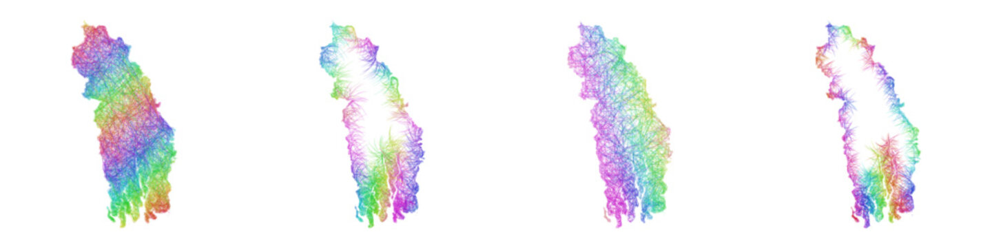 Multicolor sketch Khulna map design set