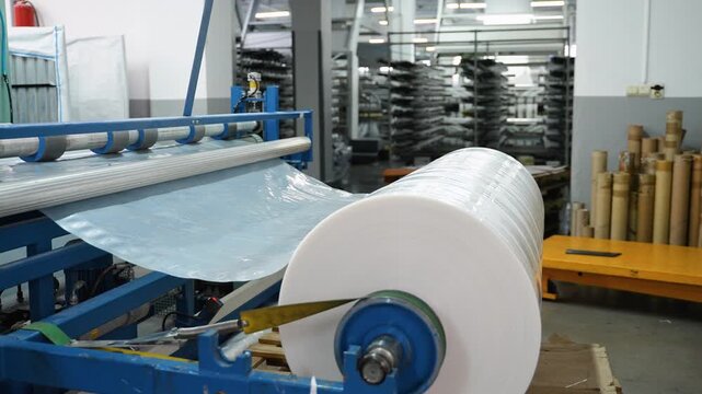 Polyethylene film production machine winding rollers