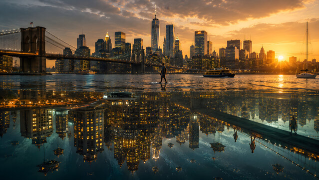 Surreal Upside Down City Reflection Becomes Real Gravity Defying Architecture Urban Fantasy Concept
