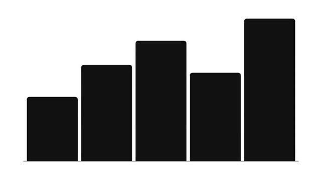 Minimal Animated Bar Chart Growing Up on White Background - Monochrome Infographic