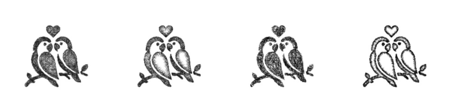 Sketch lovebird logo design set