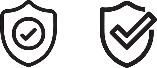 Two Shield Icons with Check Marks illustration © Uzzal