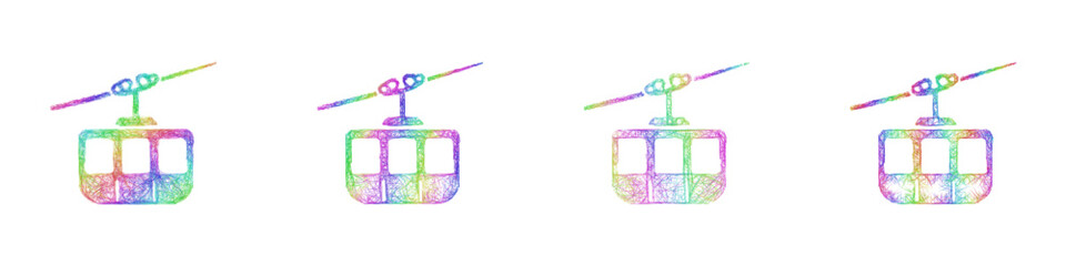 Rainbow color sketch cable car icon design set © David Zydd