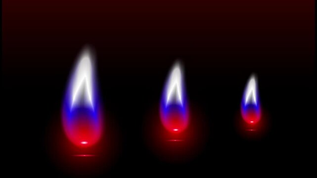 Three gas flames in the colors of the Russian flag