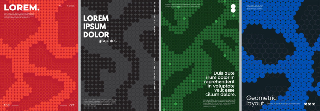 Asbtract posters with pixelated patterns design.