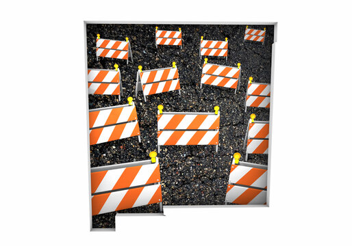New Mexico NM State Map Road Construction Project Traffic Signs Barriers Barricades 3d Illustration