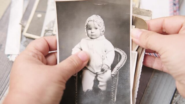 vintage black and white photo baby, antique family archive, old photograph, nostalgia ancestry genealogy memory history, Tracing family roots through images, old times, memories childhood
