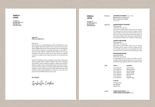 Simple Black and White Resume with Cover Letter