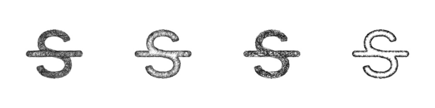 Sketch strikethrough icon design set