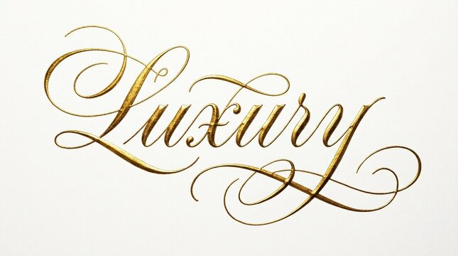 The word 'Luxury' is elegantly handwritten in gold cursive on a white background