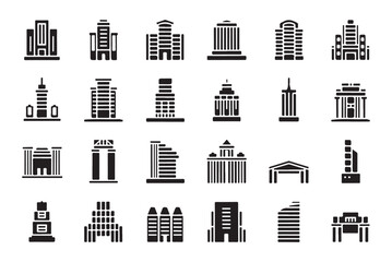 Minimal Skyline Building Icon Pack for City Design © starvector