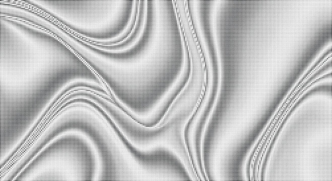 Halftone dot pattern overlay on transparent checkered background, wavy distorted texture with smooth transitions, abstract design.