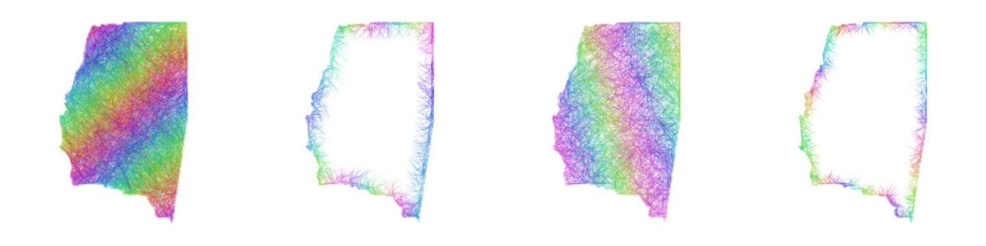 Multicolor sketch Santiago del Estero map design set