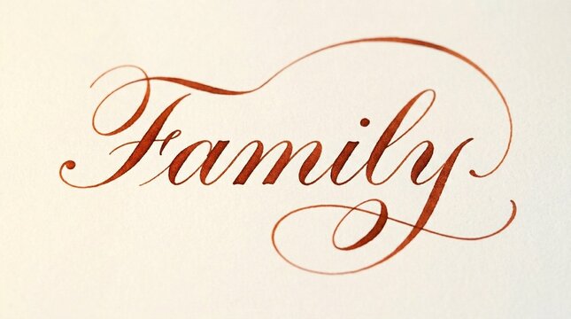 Elegant cursive text spelling out the word 'Family' on a light background