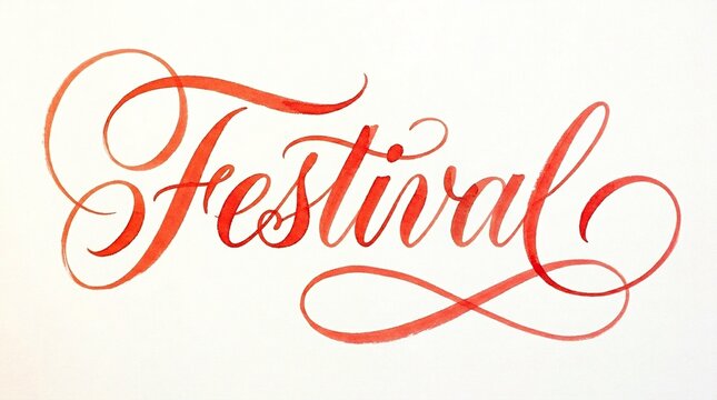 An elegant script design of the word 'Festival' written in vibrant orange calligraphy