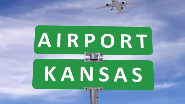 Kansas road sign on a blue sky