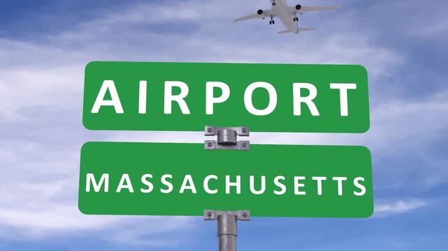 Massachusetts road sign on a blue sky