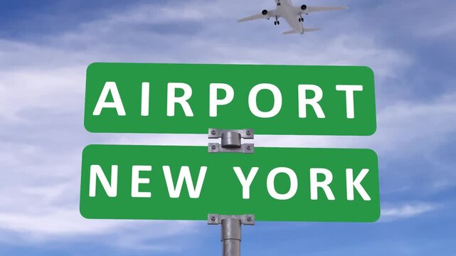 New York road sign on a blue sky