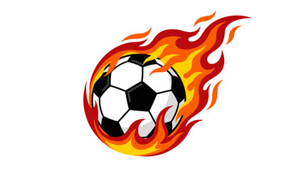 Fototapeta premium Fiery Football: Dynamic image of a soccer ball engulfed in vibrant flames, symbolizing passion, intensity, and thrilling competition.