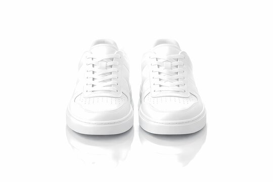 Pair of clean white modern sneakers on a white background with sneakers footwear athletic lifestyles clothing isolated sneakerhead streetwear