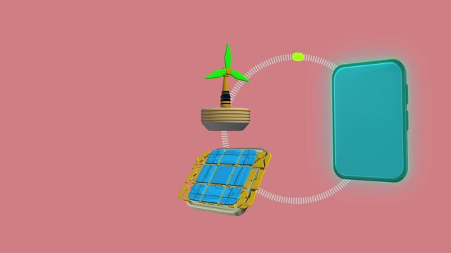 Renewable solar and wind energy charging smartphone battery