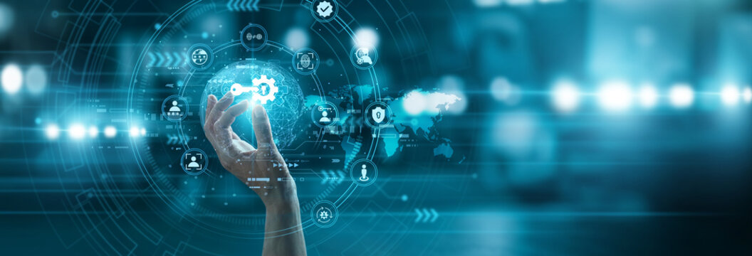 Security hand hold secure ACCESS MANAGEMENT icon controlling global identity authentication protocols privacy protection. Robust cyber safety measures for enterprise data.
