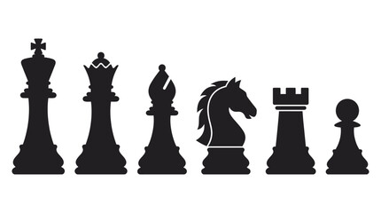 Chess pieces silhouettes on a white background © Sakilcreative 