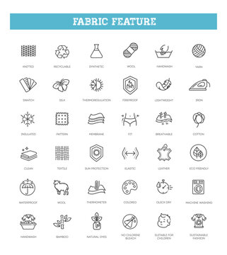 Set of fabric features icons