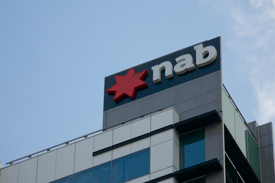 NAB (National Australian Bank) Bank sign on building exterior in Brisbane