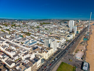 Fototapeta premium Brighton Beach and Pier Sunny Drone View, UK