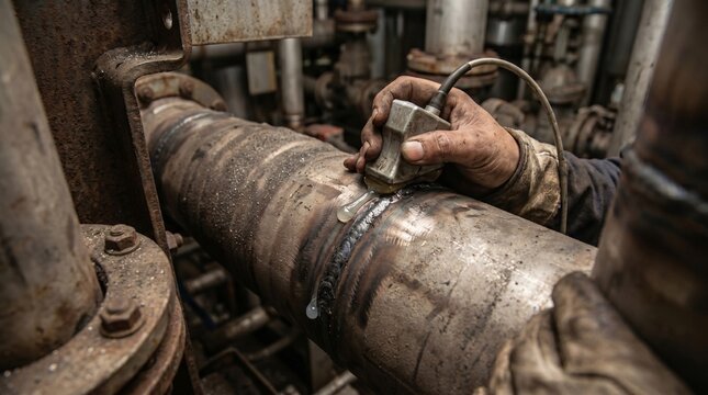 Phased Array Ultrasonic Inspection Probe Applied on Industrial Pipeline Surface in Energy Facility