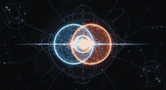 Overlapping glowing rings with a core.