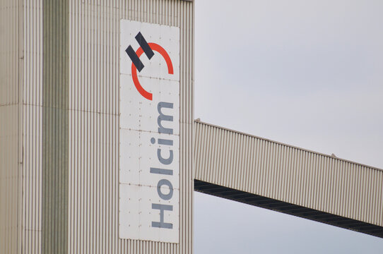 Holcim company sign on a building in Switzerland