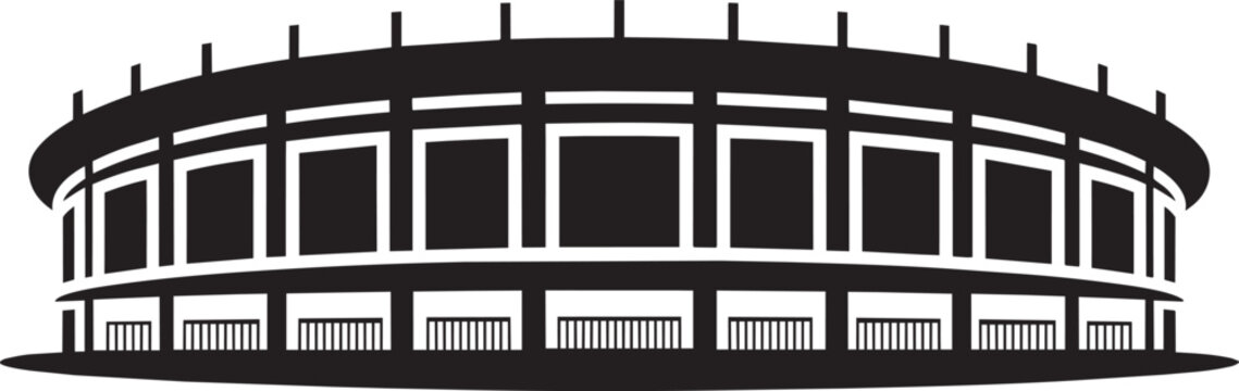Modern stadium in silhouette style with sports stadium on white background sport architecture arena