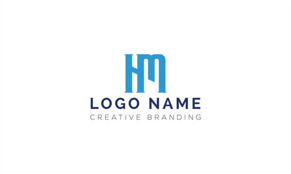 Minimalist hm letter monogram logo design with monogram minimalist branding