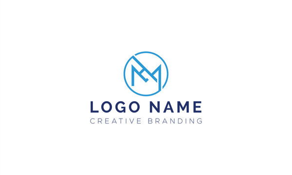 Minimalist hm letter monogram logo design inside a circular frame with monogram