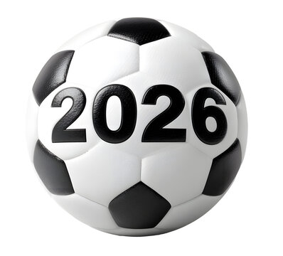 Soccer ball with the year 2026 on the front