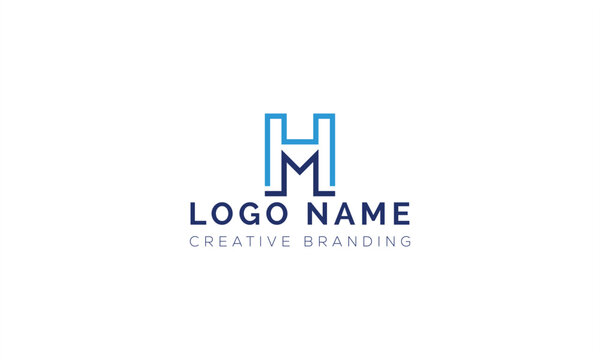 Structural hm letter monogram branding logo design with monogram, structure