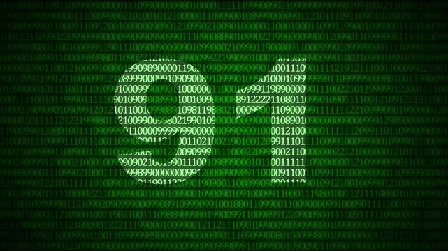 Futuristic digital number ninety-one animation on a green cyber matrix binary code background suitable for technology loading, data analytics, and high-tech countdown sequences.