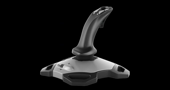 Flight simulator joystick rotation animation seamlessly loopable. 3D rendering isolated on transparent background