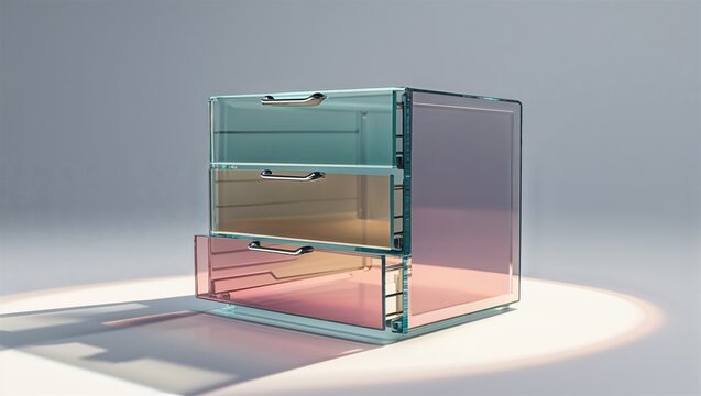 glass drawer organizer with airtight seal on a white background