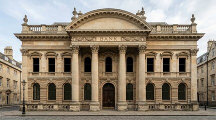 Fototapeta premium Historic Bank Building with Classical Architecture and Ornate Details