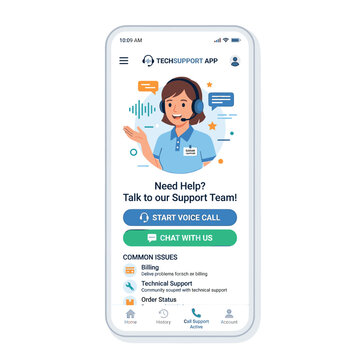 Techsupport App Support Team Using Headset With Phone