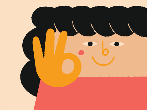 A-Okay: A charming and friendly illustration of a person confidently displaying the okay hand gesture, radiating positivity and approval.