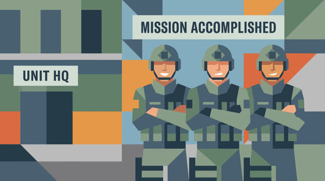 Soldiers in tactical gear standing guard.