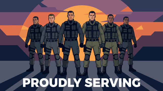 Military personnel proudly serving country.