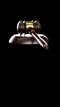 4K Vertical Cinematic Judge Gavel Crane Up Animation with Transparent Background. The short checkerboard intro is to indicate the transparency only - contains an Alpha Channel.