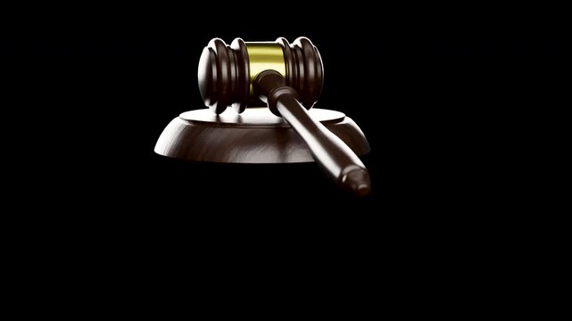4K Cinematic Judge Gavel Crane Up Animation with Transparent Background. The short checkerboard intro is to indicate the transparency only - contains an Alpha Channel.