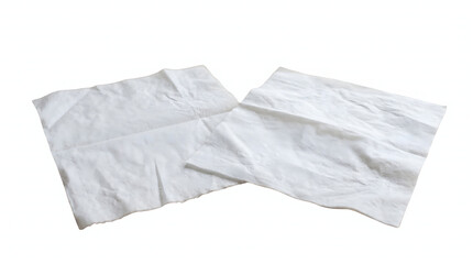 Fototapeta premium Isolated white crumpled paper, like used tissues or napkins, embodying concepts of disposable hygiene, everyday waste, and the convenience of a quick clean-up